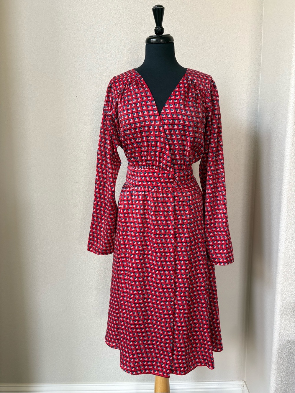 Red Geometric Wrap Dress - Women's 12